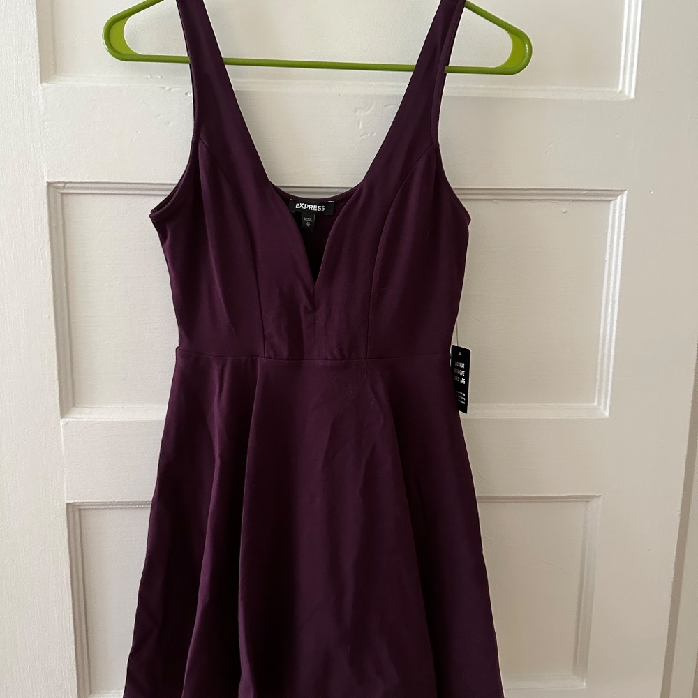 NWOT Express Purple Fit and Flare Mini Dress - Picture 2 of 3